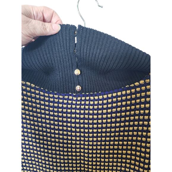 St. John Collection Wide Collar Sweater, Black/Gold/Purple, Size M - Picture 4 of 8